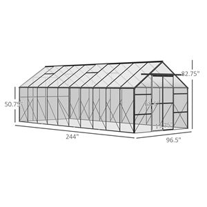 Serra da Giardino in Alluminio 20FT X 8FT con Tetto Regolabile, Grondaia Antipioggia, Porta Scorrevole e Camera Verde in Policarbonato - Product Image 3