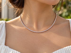 สร้อยคอเทนนิสเพชร 5 กะรัต ผลิตในห้องปฏิบัติการ ทองคำแท้ 14K  แบบ unisex  ความใส VVS ของขวัญแต่งงาน เครื่องประดับสั่งทำพิเศษ - Product Image 5