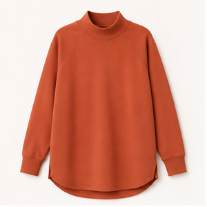 เสื้อสเวตเชิ้ตคอเต่าทรงยาวสีส้มไหม้แบบสั่งทำพิเศษสำหรับผู้หญิง รุ่น WSS-0009 - Product Image 1