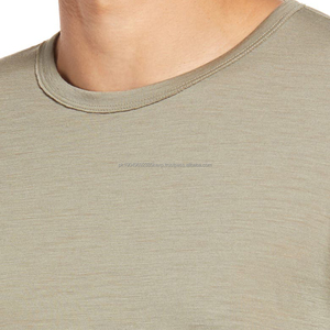 Custom <b>Men's</b> Long Sleeve 70% Bamboo 25% Cotton 5% Spandex <b>T</b>-<b>Shirt</b> <b>Man</b> Blank Plain Raw Edges <b>Curved</b> <b>Hem</b> Bamboo <b>T</b> <b>Shirt</b> - Product Image 4