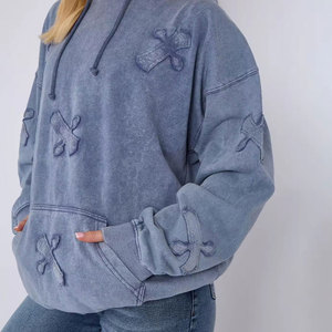 Vente en gros : Nouveauté – Sweat à capuche délavé au design optimal pour femme, coupe décontractée et ample, style streetwear automne, personnalisable - Product Image 3