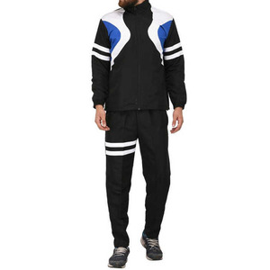 Ensemble de survêtement 2 pièces personnalisé avec fermeture éclair pour homme, avec passepoil et revers élastiques, coupe-vent unisexe en nylon color block - Product Image 1