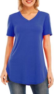 Blusa Casual de Moda para Mujer, Transpirable, Cuello en V, Corte Ajustado, Color Sólido, Manga Corta, con Bolsillos - Product Image 2