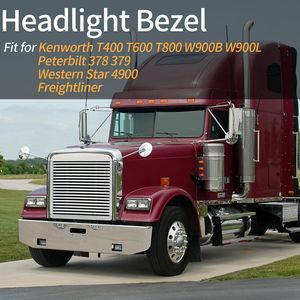 Cornice per Faro Doppio Rettangolare 2X 4x6 con Striscia LED Ambra da 12 Pollici per Sistemi di Illuminazione Camion Kenworth T400 T600 T800 W900B - Product Image 2