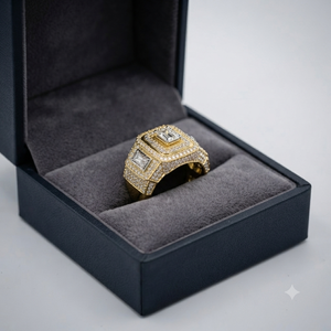 Bague de fiançailles et de mariage pour homme en or rose 10K, style Hip Hop, géométrique, luxueuse, sertie de moissanite taille brillant, personnalisée et glacée - Product Image 5