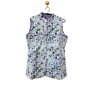Chaqueta sin Mangas Reversible Acolchada de Algodón Vintage Hecha a Mano en India, Ecológica, para Mujer, Diseño Único, Estampado Vibrante, Lino - Product Image 1