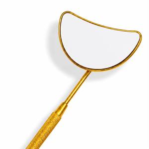 Miroir de maquillage de luxe en or avec poignée texturée, finition personnalisée - Product Image 2