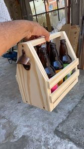 Beer Caddy Natural Wood 6 Pack Beer Best Man Cave Gift Bottle Carrier for Spain Lucky Lager Magic <b>Hat</b> Metropolitan - Product Image 6