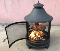 Brûleur à bois rond réglable Cheminée à charbon de bois Barbecue en plein air Camping Jardin Patio avec grille de cuisson
