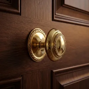 Metal Door Knob Gold Finish set of 4 Decorative Round <b>Cabinet</b> Drawer Pull Handle <b>Vintage</b> Antique Furniture Hardware - Product Image 3