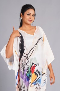 High Quality Women's Luxury <b>Kaftan</b> Satin Fabric Floral Printed Pure Cotton Summer <b>Beach</b> Cover up for Gift Great Price - Product Image 4