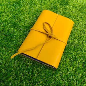 A6 Yellow Leather Planner Envelope <b>Sleeve</b> Hand <b>Book</b> Sheet Document Portfolio Holder Slim Business Refillable Diary Notebook Wrap - Product Image 3