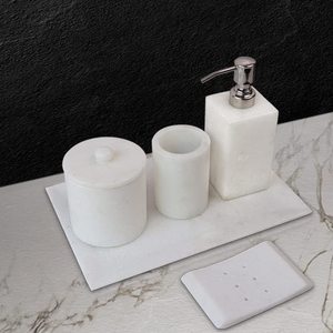 High on Demand White Marble <b>Bathroom</b> <b>Set</b> Modern Minimalist <b>Accessories</b> Perfect For Home And Stylish <b>Bathrooms</b> - Product Image 1