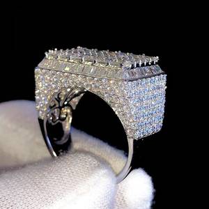 Luxury Iced 925 Sterling Silver Diamond Hip Hop Bling <b>Statement</b> <b>Ring</b> Rhodium Plated Unisex Gift Party Wear - Product Image 4