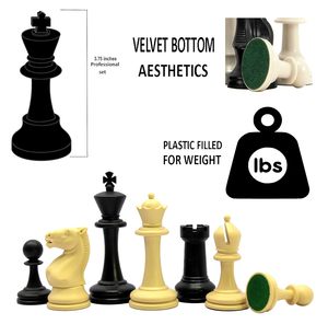 Juego de Piezas de Ajedrez de Madera Clásico, Ecológico, Imitación Antigua, Pintado en Blanco y Negro, con Base Magnética - Product Image 2