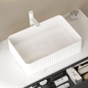Lavabo in Ceramica Bianco Rettangolare a Strisce 20 Pollici Senza Rubinetto o Mobiletto NO NO NO! - Product Image 4