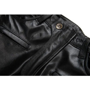 Pantalones de Cuero para Hombre a la Moda, Corte Recto, Ligeros, Casuales, Suaves, Cómodos, Duraderos, Ropa Urbana Moderna - Product Image 4