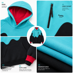 Custom Waterproof Tall Snowboarding Hoodie Longline Oversized Fleece Pullover Heavyweight Winter Ski Techwear Men's Sweatshirt - Product Image 4