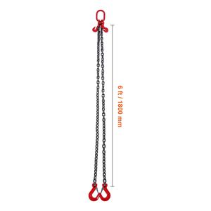 Catene di sollevamento G80 per paranchi a catena, da 3/8 pollici x 6 piedi, capacità 5 tonnellate (11.000 libbre), con ganci - Product Image 3