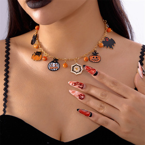 Collar con colgante de planta de Halloween, de aleación, con diamantes de imitación, moderno, para niños, estilo gótico, para festivales, joyería de moda al por mayor - Product Image 3