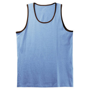 Camiseta sin Mangas de Algodón Azul Claro para Hombre, Cuello Redondo, Informal, de Color Sólido, Tejida, Transpirable, para Usar Debajo de la Ropa - Product Image 1