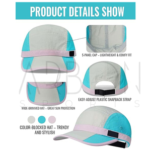 Casquettes 5 panneaux personnalisées Techwear d'extérieur, nouvelle collection, avec visière plate et sangle réglable, coloris pastel, prix de gros - Product Image 4