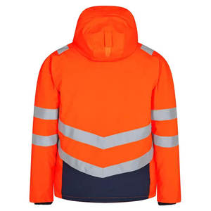 High Visibility Waterproof Safety Jacket <b>Hi</b>-<b>Vis</b> <b>Orange</b> Winter Workwear Parka Reflective Strips Detachable Hood Polyester CE - Product Image 4