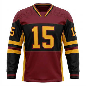 Custom <b>Men's</b> Ice Hockey Jersey V-Neck Full Sleeve Sublimated Polyester Sport Apparel Adult Size 15 Team Numbers - Product Image 1