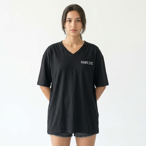 Camiseta Negra Casual de Cuello en V para Mujer, Talla Grande, 100% Algodón Ecológico, Impresión de Logotipo Digital Personalizada, Camiseta Lisa al por Mayor - Product Image 5