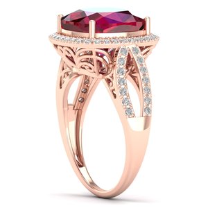 แหวนเงินแท้ 925 ดีไซน์หรูหราประดับทับทิมทรงคุชชั่นและมอยส์ซาไนต์ทรงรัศมี สำหรับผู้หญิง เหมาะเป็นของขวัญวันเกิด เครื่องประดับคุณภาพสูง - Product Image 3