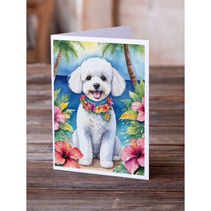 Bichon lunatique Frise Luau cartes de vœux Pack de 8 A7 taille 5x7 cartes vierges avec enveloppes - Product Image 2