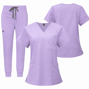 Standard US <b>Size</b> Purple Double Pockets Hospital Nurse Doctor <b>Scrubs</b> Uniform Sets Polyester Rayon Spandex Clinic Medical Uniforms - Product Image 4
