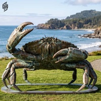 Grandes sculptures de crabes en bronze coulé, artisanat métallique, sculptures d'animaux pour la décoration extérieure de plage