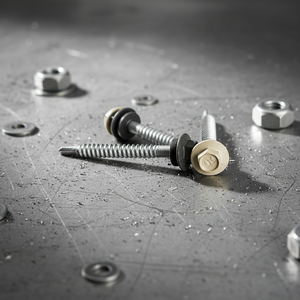 Tornillo Autoperforante de Cabeza Hexagonal PDC, Acero al Carbono Clase 4.8 6.8, Zincado/Galvanizado, Rosca Gruesa, Arandela EPDM, Modelo 12 en Pulgadas - Product Image 1