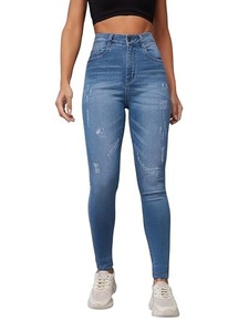 Jeans droits vintage rétro pour femmes, denim peint à la main, écologique, coupe classique - Product Image 1