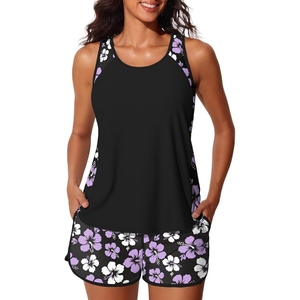 Traje de Baño Tankini Modesto para Mujer con Pantalones Cortos, Dos Piezas, Ligero y Elástico para Playa o Piscina - Product Image 5