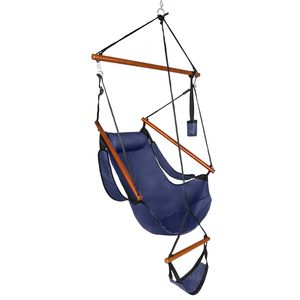 Sedia Sospesa in Tessuto Oxford Blu, Capacità 100kg, con Portabicchieri, Palo in Legno Perforato, Design per Spiaggia e Cortile - Product Image 1