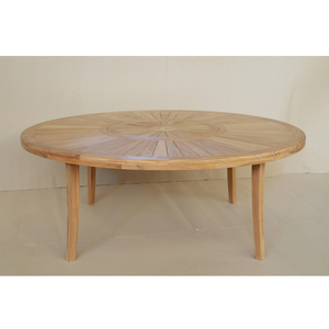 Teak Solid Wood Round Dining Table with Turntable Outdoor 8-Person Capacity - Product Image 1