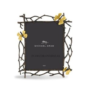<b>White</b> And Golden Branch And Butterflies Designer Rectangular Metal Photo <b>Frame</b> Horizontal Decorative Picture <b>Frame</b> Home Decor - Product Image 2