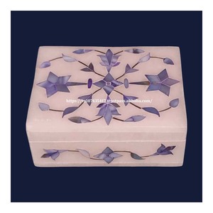 Boîte incrustée de marbre blanc pur de conception classique de qualité supérieure avec utilisation de matériel de nacre pour le stockage de bijoux Article d'emballage cadeau - Product Image 1