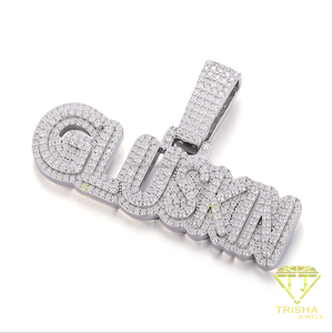 Colgante con Nombre Personalizado con Incrustaciones de Diamantes Moissanite, en Tono Plateado, Estilo Hip Hop, para Boutiques y Revendedores, Venta al Por Mayor - Product Image 5