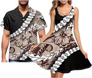 Polynesian Matching <b>Clothes</b> for Couples Sleeveless Womens Dress <b>Hawaiian</b> Shirt Couple <b>Clothes</b> Set Matching - Product Image 2