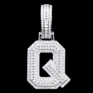 Colgante de Letra con Moissanita Redonda Brillante, Chapado en Oro Blanco, Plata de Ley 92.5%, Certificado GRA, Estilo Hiphop, Unisex, Regalo para Hombre - Product Image 5