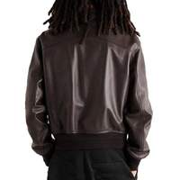 Blouson aviateur en peau de mouton véritable pour homme, col montant, fermeture éclair, couleur unie, coupe classique, respirant, écologique
