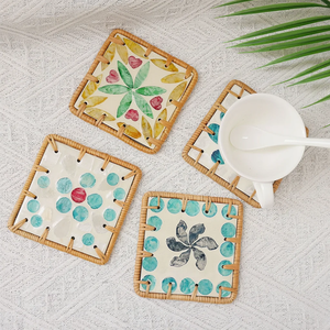 Colorful Shells Round Rattan Coaster Dining <b>Table</b> <b>Protector</b> Placemats Hot Selling Stylish & Decorative Mats & Pads - Product Image 4