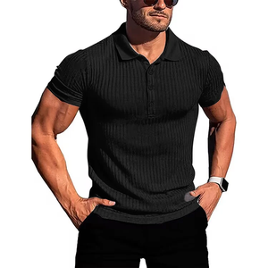 Camiseta deportiva de manga corta para hombre, estilo polo, elástica, ajustada, para correr, fitness, verano. - Product Image 1