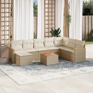 Beige Garden <b>Sofa</b> Set <b>Rattan</b> Outdoor Furniture Waterproof Cushion Contemporary Design - Product Image 3