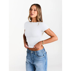 Camiseta Deportiva Personalizada 2025 para Mujer, Cuello Redondo, Manga Larga, Compresión, 100% Algodón, Transpirable, Secado Rápido, Verano - Product Image 2