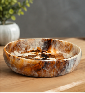 Bol à salade et à fruits en polyrésine polie, motif marbre moderne, fait main, pour les fêtes, les mariages, la salle à manger à domicile - Product Image 1