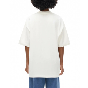 Casual Short Sleeve Loose Oversized <b>Blank</b> T-Shirt Women with Front Logo Position 100% Organic Canvas Fabric <b>Weight</b> 260g - Product Image 3